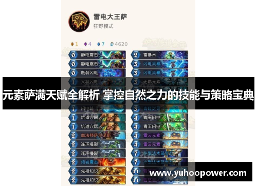 元素萨满天赋全解析 掌控自然之力的技能与策略宝典